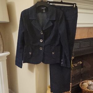 Focus 2000 Dark Wash Denim Blazer and Pants Set